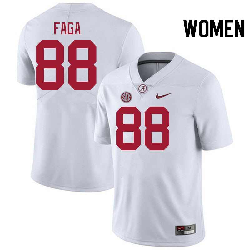 Women #88 Isaia Faga Alabama Crimson Tide College Football Jerseys Stitched-White